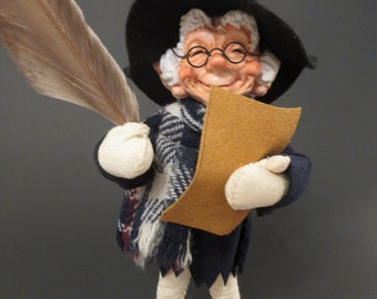Excellent and Rare! TEEDLEWOMP 1985 Simpich Elf/ Creative Calligrapher Character Doll 'Brings You Joy' With Art & Feather Pen/ American Art