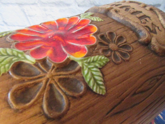 60s〜70s アメリカアンティーク　トレジャークラフト壷　USA製ヴィンテージ Vintage 60's Treasure Craft Green Apple on Wood Look Cookie Jar