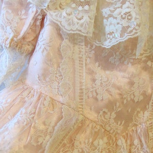 Vintage Jessica McClintock Gunne Sax/ Girls Pink & Lace Collared Puff SS Dress/ Prairie Princess Party Flower Wedding Dress/ Size 6X