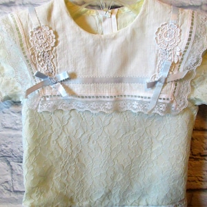Vintage Gunne Sax by Jessica McClintock Special Occasion Pastel Blue Lace Little Girls Pollyanna Dress Size 4/ Birthday Wedding Party Easter