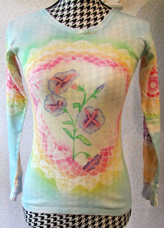 RARE UNIQUE Vintage 1960s Hippie Airbrush Tie Dye