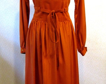 Medium 80s Burnt Orange Knit Turtleneck Sweater Dress | Vintage Sleeveless  Collared Midi Dress - Etsy