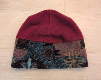 Gorro de lana JMD Jumbo de calidad vintage, Canadá, color burdeos azteca