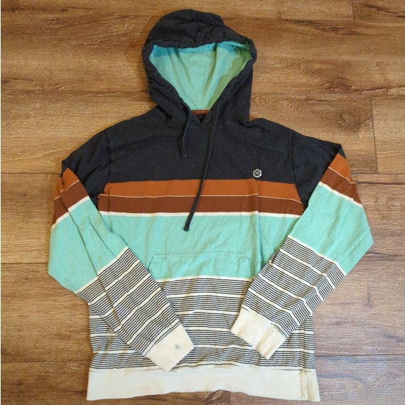 Y2K Billabong Men s Large Pullover Hoodie Striped Surf Tricolor Etsy