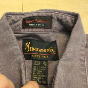 VTG Browning Super Naturals Men XL Shooting Shirt Quilted Patch Cotton Hunt Bird image 3