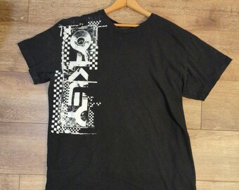 Y2K Oakley Center Logo Printed Jersey Shirt Black Men's L Y2K Oakley Center Logo Printed Jersey Shirt Black Men's L