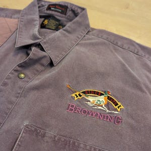 VTG Browning Super Naturals Men XL Shooting Shirt Quilted Patch Cotton Hunt Bird image 2