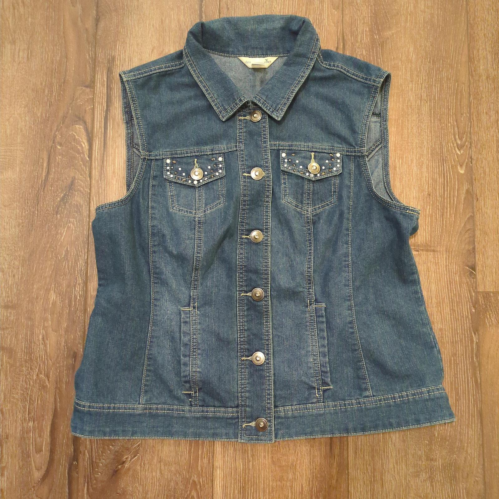 【DISCERNMENT】Sandwashing Vintage Denim Sleeveless Vintage 1990s Diamond Plate Light Washed Denim Biker