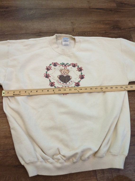 VTG Gildan Adult XL Sweatshirt Teddy Bear - Peace… - image 5