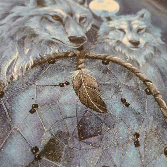 VTG Fruit of the Loom Wolf Dreamcatcher Moon Adul… - image 2