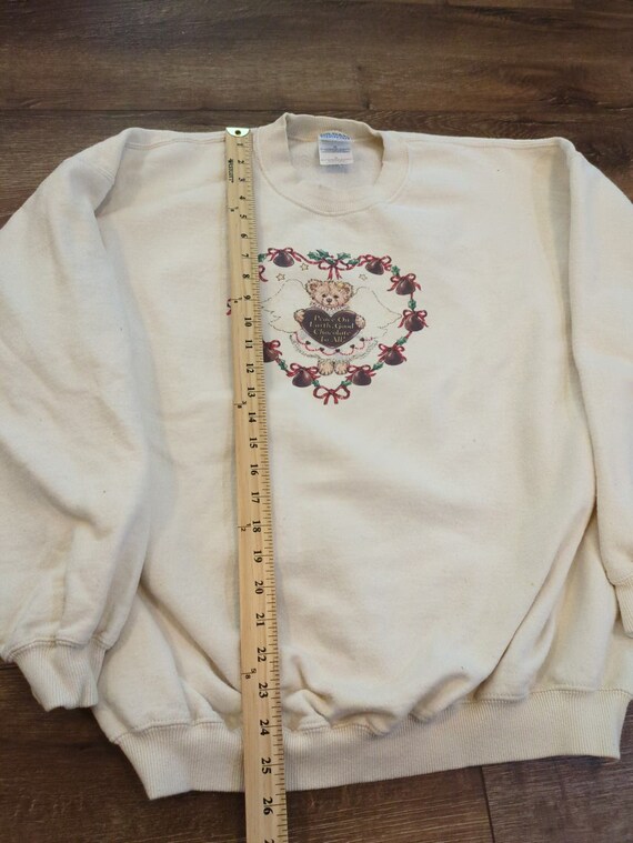 VTG Gildan Adult XL Sweatshirt Teddy Bear - Peace… - image 4