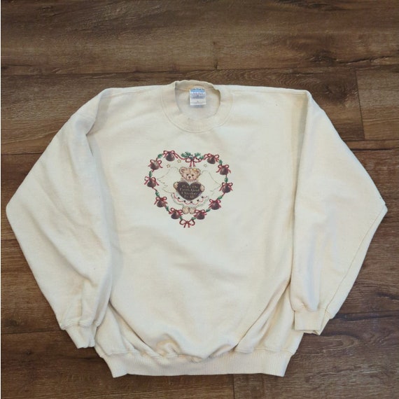 VTG Gildan Adult XL Sweatshirt Teddy Bear - Peace… - image 1