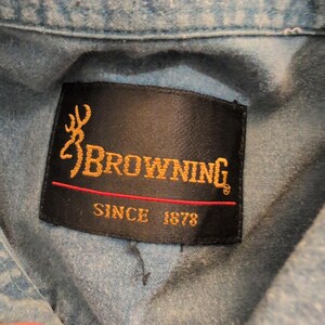 Camisa de caza VTG Browning para hombre, talla XL, de mezclilla azul, bordada con faisán y acolchada. imagen 3