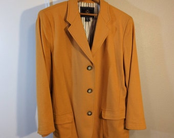 Vintage Women's Medium Wool and Cashmere Yellow Blazer - The Limited Collection