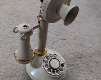 Rotary Dial Antique Vintage Brass Candlestick Telephone Phone Home Decor 1971