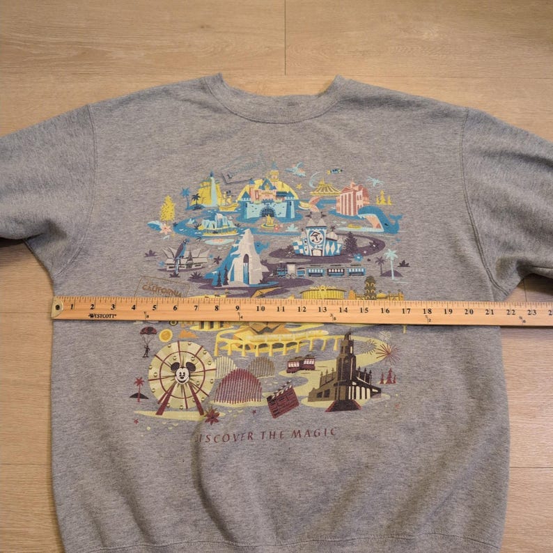 VTG Disney Parks Adult Large Discover the Magic Disneyland Map Sweatshirt Mickey image 5