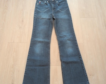 Y2K Mudd Jeans Womens 25x27 (Size 16 Junior) Slim Dark Wash Flare Leg Denim