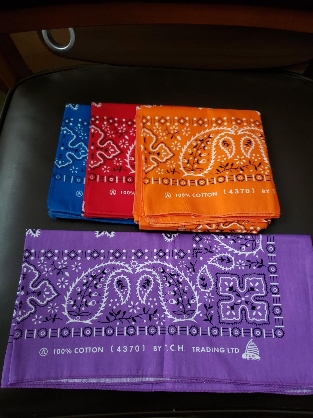 Vintage Thailand Bandana T.C.H Trading LTD 100% Cotton Purple Blue
