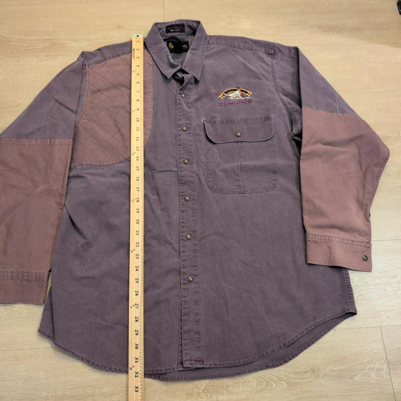 VTG Browning Super Naturals Men XL Shooting Shirt Quilted Patch Cotton Hunt Bird image 4