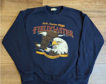 VTG Fieldmaster Large Pullover Sweatshirt American Bald Eagle Animal Nature USA