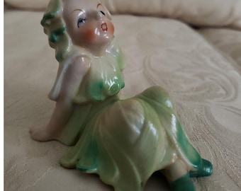 Vintage Fairy Girl Pixie Acme Lavender Purple Porcelain Figurine Made in Japan