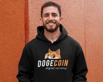 DOGECOIN Hoodie (Black, Unisex) / Such Soft, Much Comfortable, Premium Crypto Dogecoin Doge Fleece Hoodie, Wow