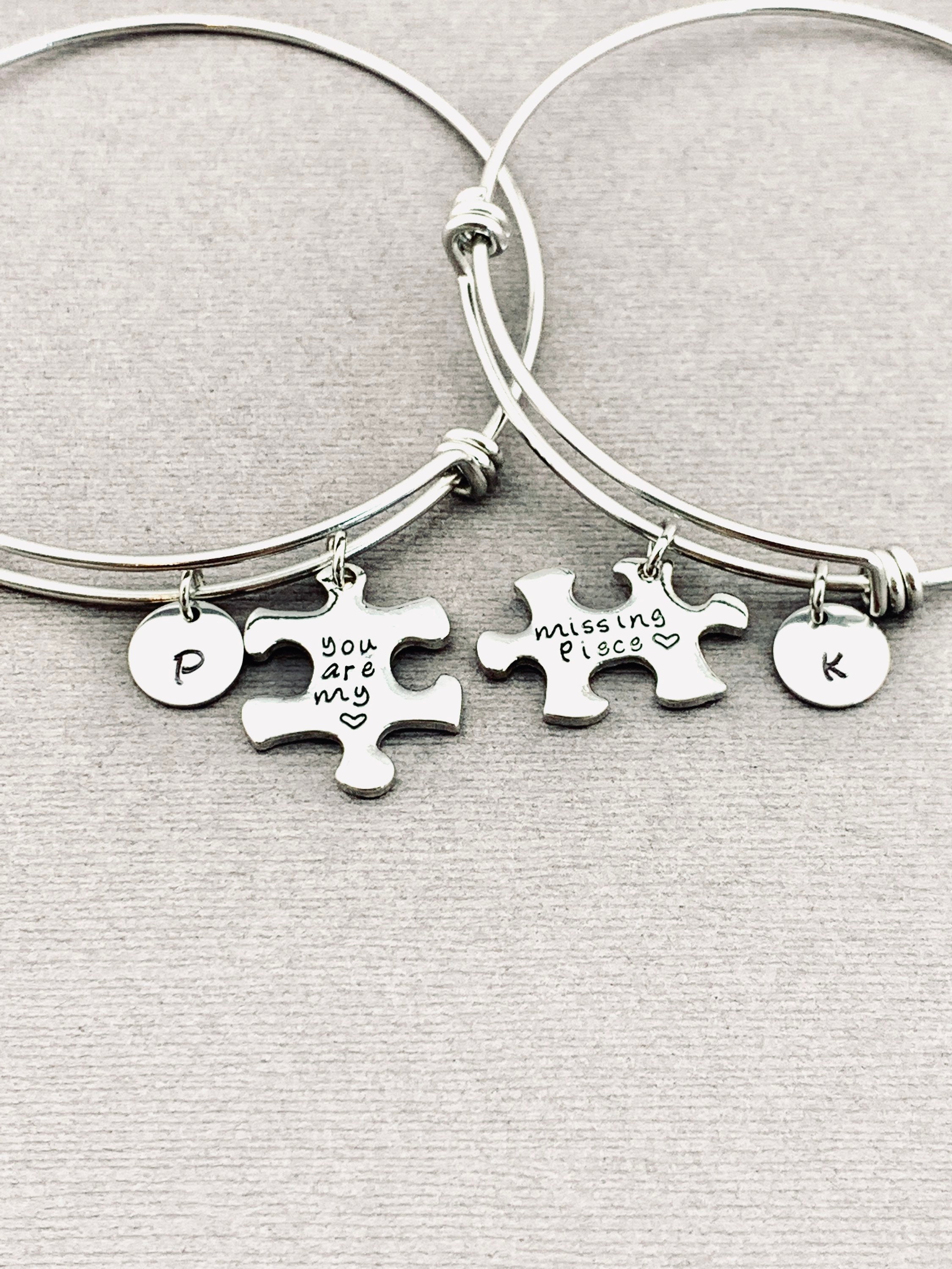 Unique Matching Puzzle Piece Bracelets For Couples In Titanium