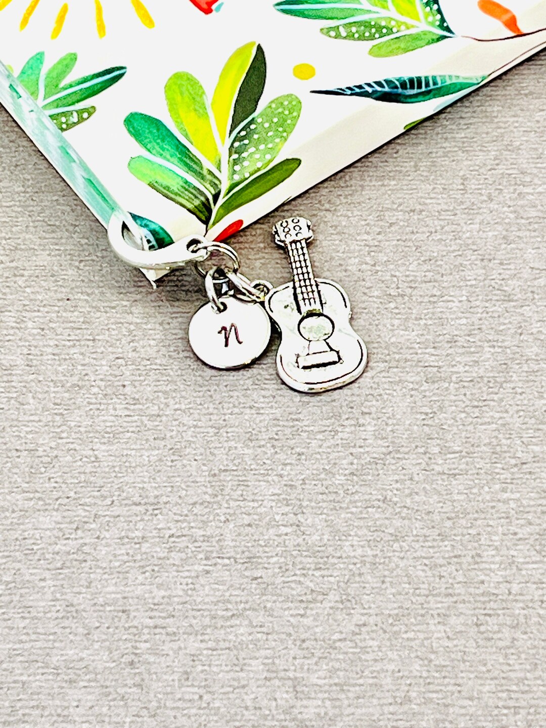 Guitar Bookmark Silver Acoustic Guitar Charm Musical Theme Etsy