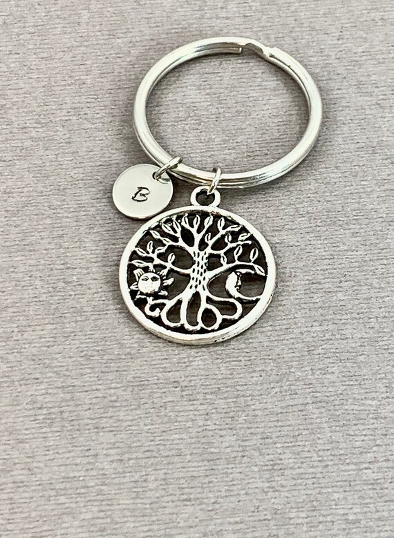 Tree of Life Key Chain Personalized Keychain Tree of Life Keychain Charm Keychain Initial Keychain Custom Keychain Tree Key Ring 692