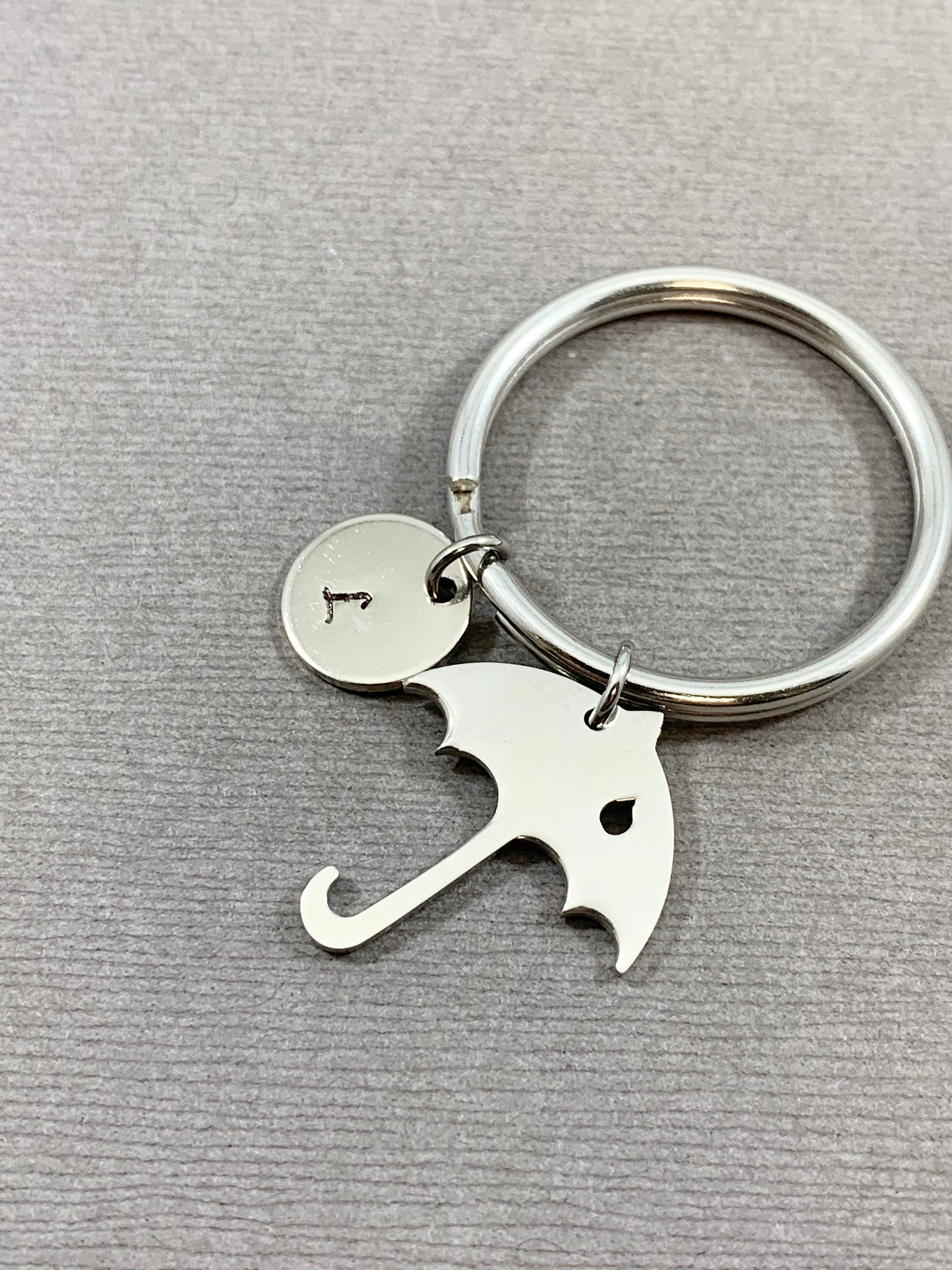 Umbrella Personalized Keychain Raindrops Umbrella Charm Etsy