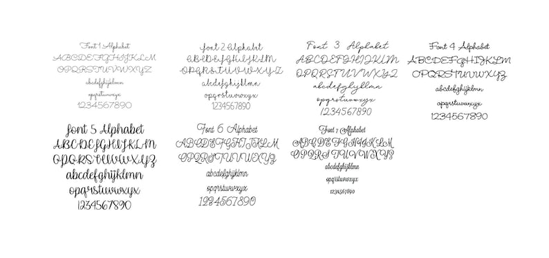 Peut inclure: Une image num&eacute;rique pr&eacute;sentant dix polices diff&eacute;rentes, chacune avec l'alphabet, les lettres minuscules et les chiffres. Les polices sont affich&eacute;es en ligne, chaque police &eacute;tant &eacute;tiquet&eacute;e avec son num&eacute;ro correspondant.