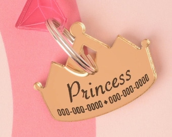 Prinsessans Krona Husdjurs-ID-bricka, Personlig Katt- eller Hundklädsel