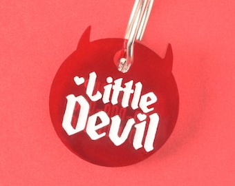 Little Devil Red Pet Tag for Dogs and Cats, personalized ID Tag for Pets – Cute and Unique Pet Accessories, Durable Acrylic Tag, Halloween