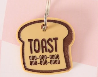 Toast Bread Personalized Pet ID Tag, food Dog and Cat Tag