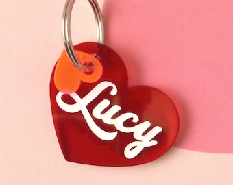 Lucy Heart Personalized Pet Tag, Cat and Dog ID Tag