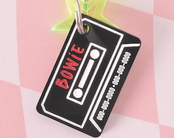 Retro Cassette Tape Pet ID Tag: Personalized Music Lover Dog Cat Tag