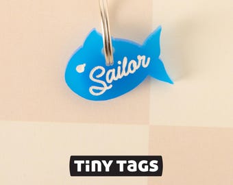 Personalized Little Fish Pet ID Tag: Nautical Cat & Small Dog Name Tag