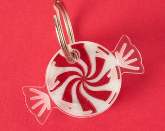 Peppermint Candy Pet Tag: Personalized Christmas Holiday Dog Cat ID