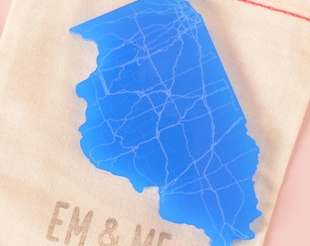 Illinois State Shaped Coaster, 1 Single Coaster, State Love, fighting illini Fan