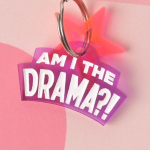 Am I the DRAMA, Unique Statement Personalized Pet Tag, Purple tag Cat and Dog ID Tag