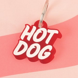 Hot Dog Personalized Pet Tag, Summer Dog ID, Wiener Dog Ready