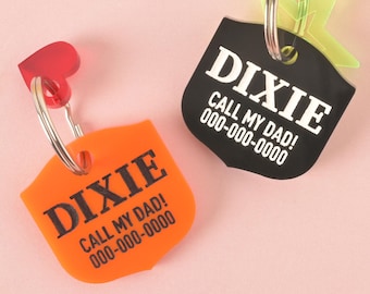 Shield Dog ID Tag, Personalized Pet Name, Hunting Dog