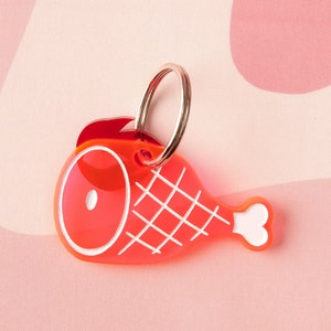 Etiqueta de identificación personalizada para mascotas con forma de hueso de jamón, etiqueta de identificación para gatos y perros con forma de carne