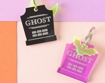 Tombstone Personalized Pet ID Tag, Halloween Dog Cat Tag