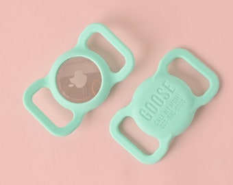 Personalized Silicone AirTag Pet Collar Tag, Engraved Slide-On Dog Cat ID