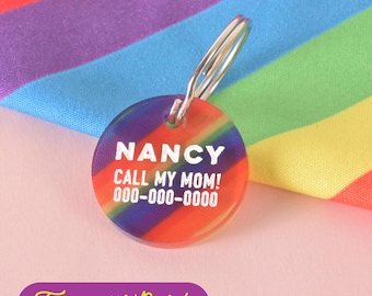 Rainbow Pride Pet Tag: Personalized Dog Cat ID