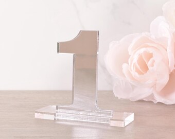 Silver Wedding Table Numbers in Classic Clarendon Font for Wedding Reception Decor and Events