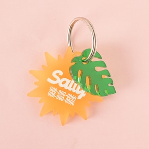 Sunshine, Sun shaped Personalized Pet Tag, Summer Sunburst Cat and Dog ID Tag image 7