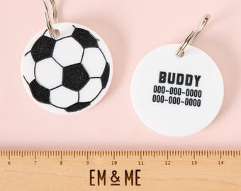 Soccer Ball Pet Tag, Personalized Dog Cat ID Tag