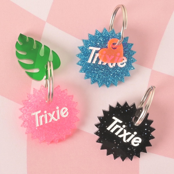 Barbie-Inspired Trixie Personalized Pet Tag, Barbie Sunburst Pet Tag for Cats and Dogs, Limited Edition, Custom Name and Info Engraved